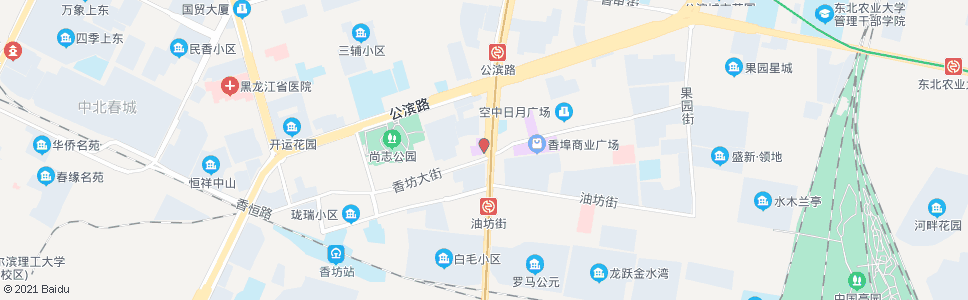 哈尔滨红旗大街(香坊大街路口)_公交站地图_哈尔滨公交_妙搜公交查询2024