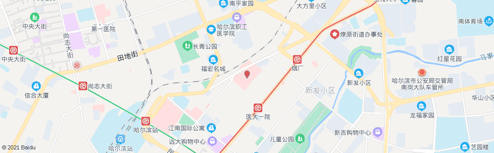 哈尔滨医大一院(邮政街街口)_公交站地图_哈尔滨公交_妙搜公交查询2024