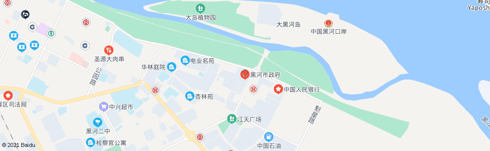 黑河市政府(北行)_公交站地图_黑河公交_妙搜公交查询2024