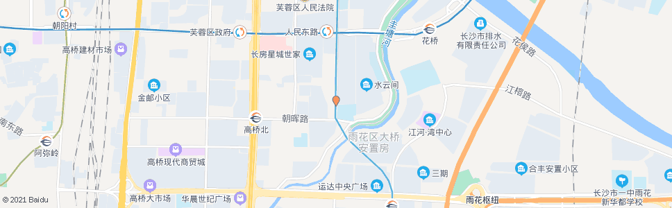 长沙朝晖路口(五一驾校)_公交站地图_长沙公交_妙搜公交查询2024