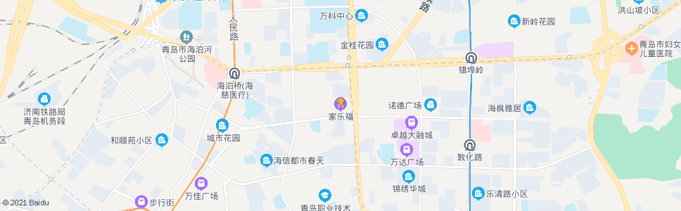 青岛鞍山路(家乐福新兴店)_公交站地图_青岛公交_妙搜公交查询2024