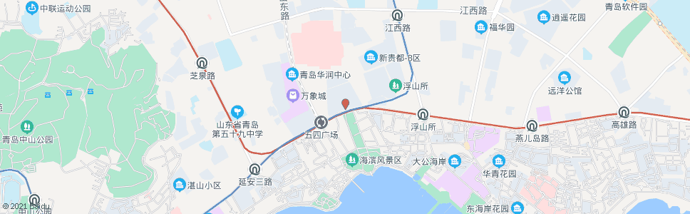 青岛南京路(新城市广场)_公交站地图_青岛公交_妙搜公交查询2024