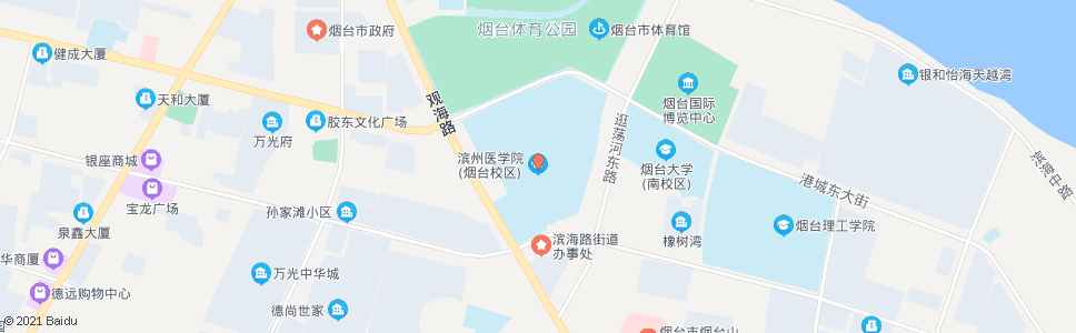 烟台滨州医学院烟台校区_公交站地图_烟台公交_妙搜公交查询2024