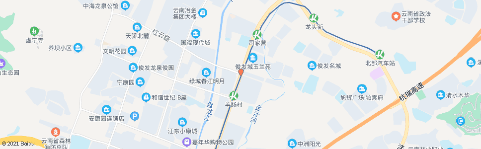 昆明羊肠村(北京路)_公交站地图_昆明公交_妙搜公交查询2025