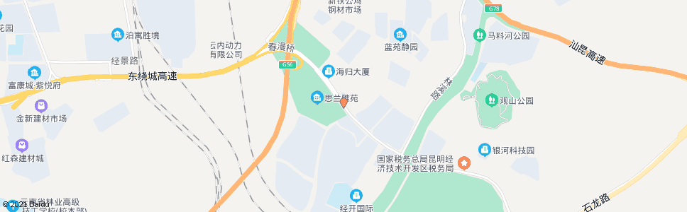 昆明春漫大道路口拓翔路_公交站地图_昆明公交_妙搜公交查询2024