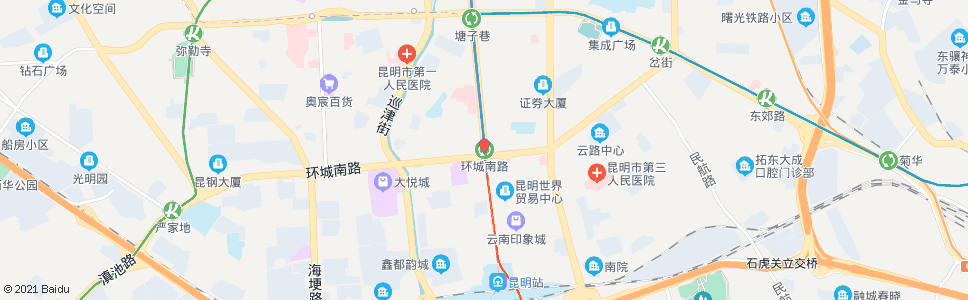 昆明北京路口环城南路_公交站地图_昆明公交_妙搜公交查询2024